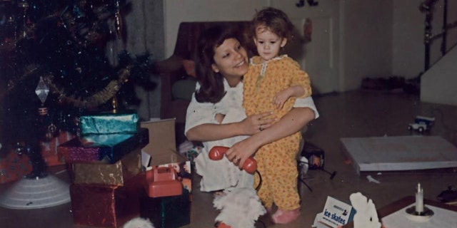 Kim Keller and her mother on a Christmas morning in the 1970s.