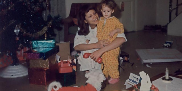 Kim Keller and her mother on a Christmas morning in the 1970s.