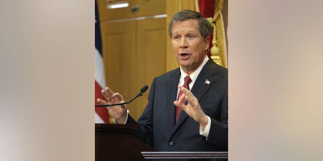 Ohio Gov. John Kasich delivers the State of the State address Tuesday, March 8, 2011, in Columbus, Ohio. (AP Photo/Jay LaPrete)