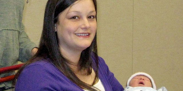 Katie Thacker with her son, Blake, who has been nicknamed Otis