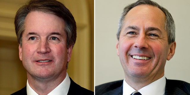 The Democrats' Twitter account posted a warning about President Trump's Supreme Court pick -- showing Judge Thomas Hardiman, right, not Judge Brett Kavanaugh.