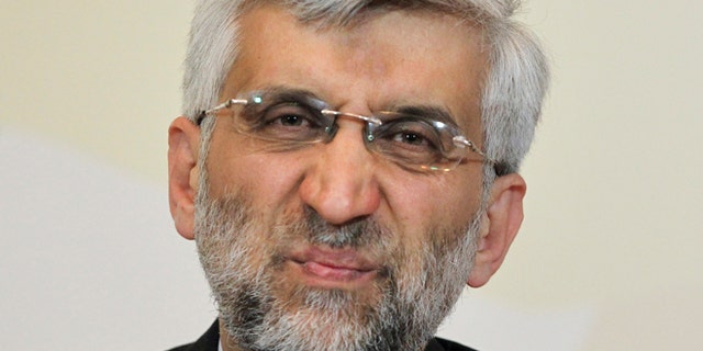 April 6, 2013: Secretary of Iran's Supreme National Security Council, Saeed Jalili grimaces while listening to a question during his news conference after the high-level talks between world powers and Iranian officials in Almaty, Kazakhstan.