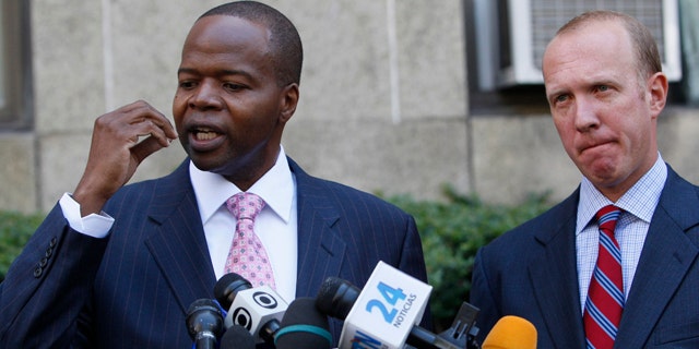 July 1: Kenneth Thompson, left, and Douglas Wigdor speak to reporters outside New York Supreme court.