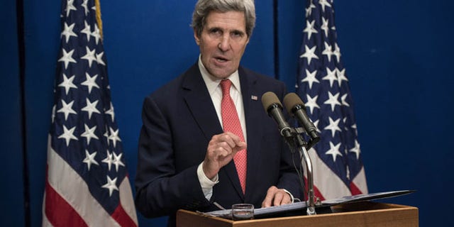 Jan. 5, 2014: U.S. Secretary of State John Kerry speaks during a press conference at the David Citadel Hotel in Jerusalem.