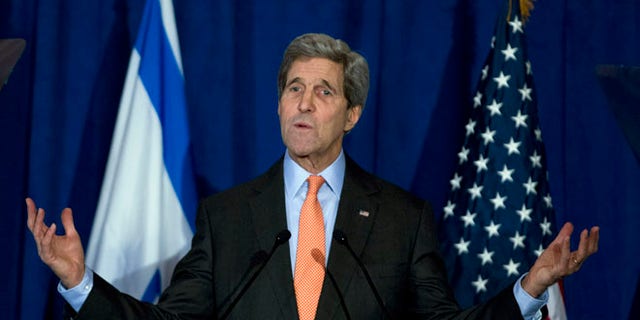 FILE: Dec. 7, 2014: Secretary of State John Kerry at the Brookings Institution, in Washington, D.C.