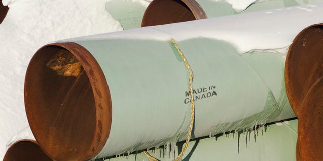 FILE: November 14, 2014: A depot used to store pipes for Transcanada Corp's planned Keystone XL oil pipeline is seen in Gascoyne, North Dakota.