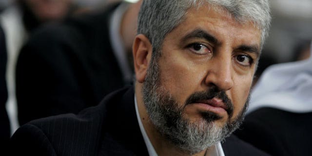 Khaled Mashaal, Hamas leader, center, attends his father's funeral at a Mosque in Amman, Jordan, in this Aug. 29, 2009 file photo.
