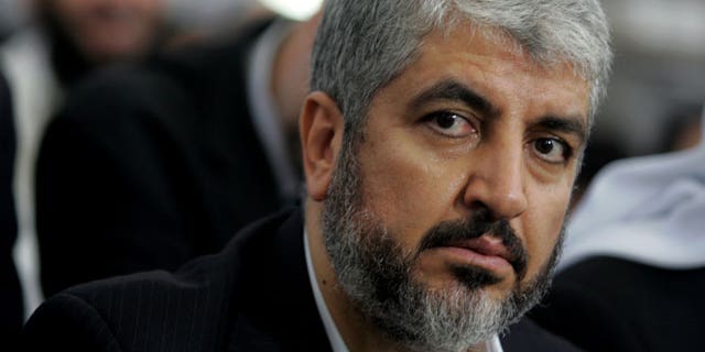 Khaled Mashaal, Hamas leader, center, attends his father's funeral at a Mosque in Amman, Jordan, in this Aug. 29, 2009 file photo.