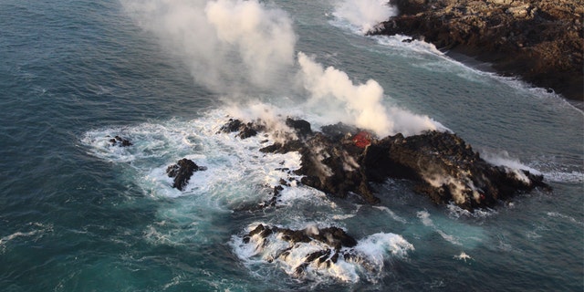 A "tiny new island" has formed along the coastline of the Kilauea volcano, the U.S. Geological Survey said Friday. Officials believe it's "part of the fissure 8 flow that's entering the ocean."