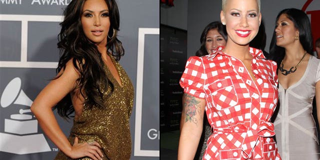 Amber Rose (right) reportedly thinks Kim Kardashian is a homewrecker (AP/X17 Online)