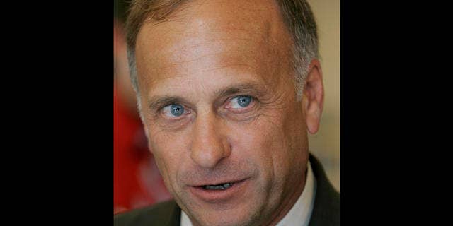 U.S. Rep. Steve King, R-Iowa, speaks to reporters following a farm bill congressional field hearing, Monday, July 31, 2006, at Dordt College in Sioux Center, Iowa. In his rural, western Iowa congressional district, King remains a popular two-term congressman. And his penchant for brash, and some say offensive, soundbites has helped King become something of a national spokesman for his party's far right wing. (AP Photo/Charlie Neibergall)
