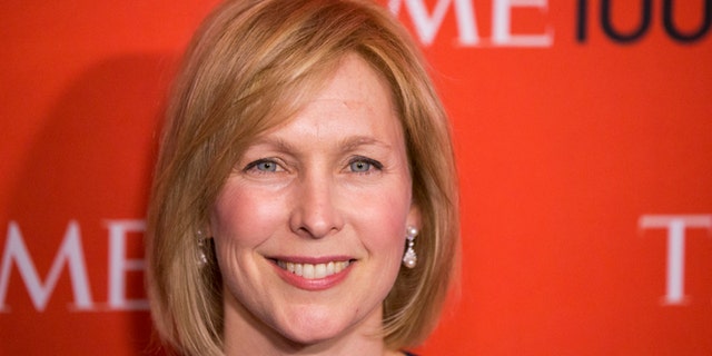 In this April 29, 2014 photo, U.S. Senator Kirsten Gillibrand, D-N.Y., arrives at the Time 100 gala in New York.