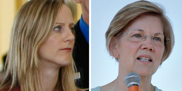 FILE -- Kathy Kraninger, President Trump’s nominee to become director of the Consumer Financial Protection Bureau, Sen. Elizabeth Warren, D-Mass.