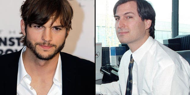 Ashton Kutcher (left) will play late Apple founder Steve Jobs, pictured at right in 1991.