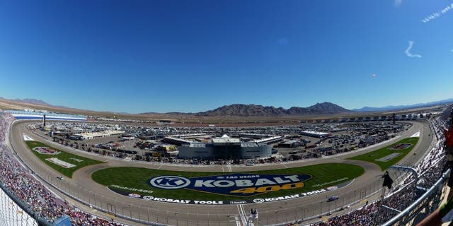 LAS VEGAS, NV - MARCH 08: A general view of cars racing during the NASCAR Nationwide Series Boyd Gaming 300 at Las Vegas Motor Speedway on March 8, 2014 in Las Vegas, Nevada. (Photo by Drew Hallowell/NASCAR via Getty Images)