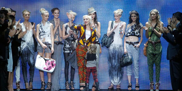 Sept. 16: Designer Gwen Stefani acknowledges the audience after the L.A.M.B. spring 2011 collection show.