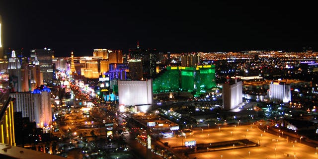 January, 8, 2012: The view from the 43rd floor balcony at the House of Blues Foundation Room in Las Vegas, where nearly two dozen companies showed off their stuff prior to the official beginning of the 2012 Consumer Electronics Show.