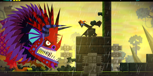 Juan runs from an Alebrije in Guacamelee.