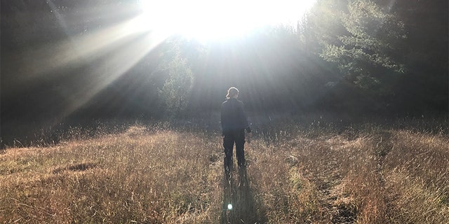 Investigator Laura Frizzo searches the woods in Michigan's Upper Peninsula.