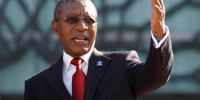 FILE - In this May 2011 file photo, Lesotho prime minister Pakalitha Mosisili gestures during a visit to Putrajaya, Malaysia. Prime Minister Pakalitha Mosisili was inaugurated on Tuesday March 17, 2015, in the capital Maseru. Mosisili came to power after his party, the Democratic Congress, formed a coalition with several smaller parties to secure a majority after the Feb. 28 election had no outright winner. (AP Photo/Lai Seng Sin, File)