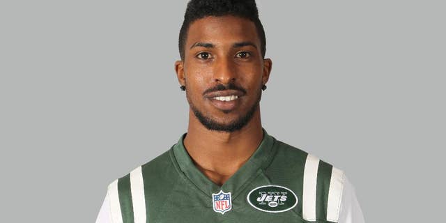 FILE - This is a 2014, file photo, showing Jalen Saunders of the New York Jets NFL football team. Saunders was involved in a single-car accident early Friday, Aug. 15, 2014, and hospitalized. The team announced Saunders, a fourth-round pick, was on his way to the Jets' practice facility at the time of the accident. There was no immediate word on Saunders' condition, but the Jets say he won't travel with the team for their preseason game at Cincinnati on Saturday night. (AP Photo/File)