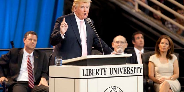 Sept. 24, 2012: Donald Trump speaks at Convocation at Liberty University in Lynchburg, Va.