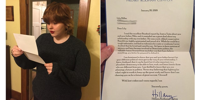 Feb. 3, 2018: Lily Miller, of Waterloo, Iowa, reads a letter she received from Hillary Clinton.