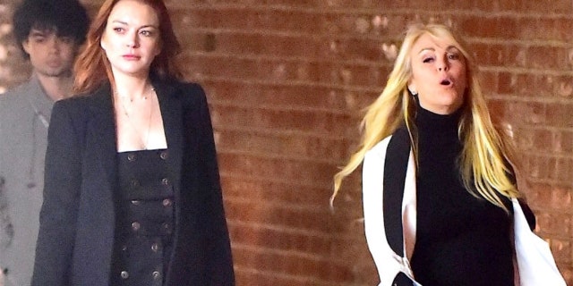 Lindsay and Dina Lohan are seen in New York City on April 29, 2018.