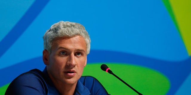 RIO DE JANEIRO, BRAZIL - AUGUST 12: Ryan Lochte of the United States attends a press conference in the Main Press Center on Day 7 of the Rio Olympics on August 12, 2016 in Rio de Janeiro, Brazil. (Photo by Matt Hazlett/Getty Images)
