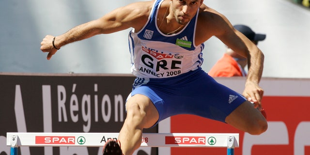 June 21, 2008: In this file photo, Periklis Iakovakis of Greece competes during the 400m hurdles race at the SPAR European Cup 2008 in Annecy, southeastern France.