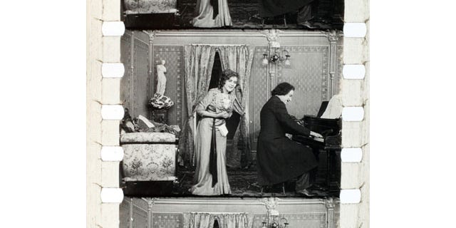 September 24, 2013: This image provided by Keene State College shows frames of a 1911 movie with actress Mary Pickford. The film was discovered in a New Hampshire barn and is undergoing restoration. (AP Photo)