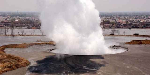 The main vent of the Lusi mud volcano taken within a few months of eruption.