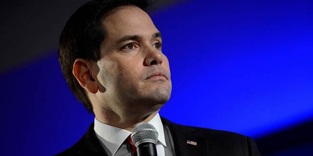 NASHUA, NH - JANUARY 23: Republican presidential candidate Marco Rubio speaks at the NHGOP First In The Nation Town Hall January 23, 2016 in Nashua, New Hampshire. The convention was a day long affair and featured presidential candidates looking to win the first in the nation primary. (Photo by Darren McCollester/Getty Images)