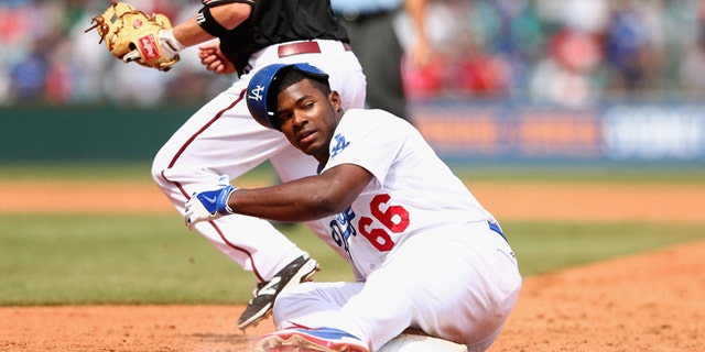 Yasiel Puig of the Dodgers on March 23, 2014 in Sydney, Australia.