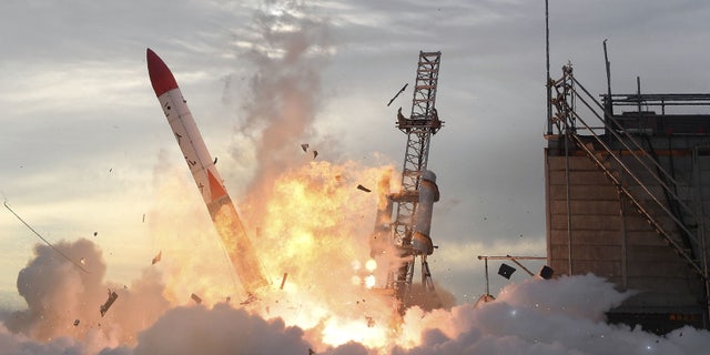 A private Japanese rocket bursts into flames as it crashes to Earth after a failed launch attempt in Taiki, a town on Japan's northernmost island of Hokkaido, on June 30, 2018. The rocket, Momo-2, would have been the first privately built Japanese rocket to reach outer space.