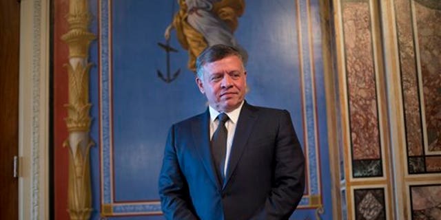 Jordan's King Abdullah is seen waiting before his meeting with Senate Appropriations members in the Capitol Building in Washington, Tuesday, Feb. 3, 2015. (AP Photo/Pablo Martinez Monsivais)