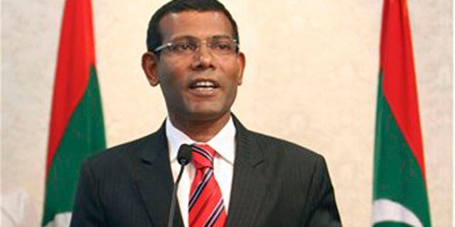 Feb. 7, 2012: Maldives President Mohamed Nasheed announces his resignation in Male, Maldives.