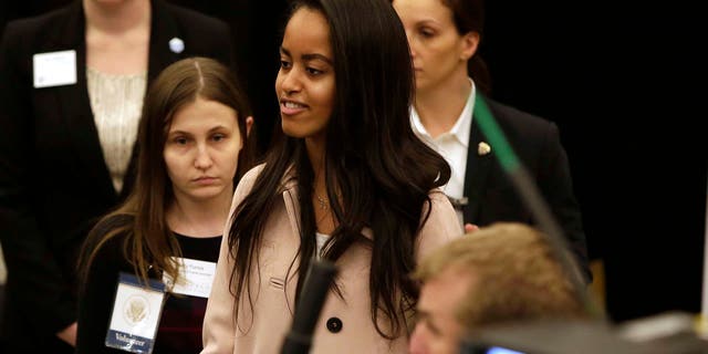 Malia Obama at the University of Chicago Law School on April 7, 2016 in Chicago, Illinois.