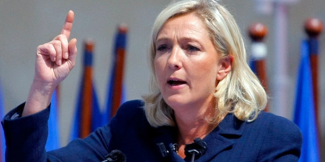 May 1, 2011: France's far-right National Front political leader Marine Le Pen delivers a speech.