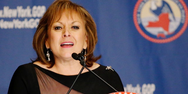 NEW YORK, NY - APRIL 14: New Mexico Gov. Susana Martinez speaks during the 2016 annual New York State Republican Gala on April 14, 2016 in New York City. Donald Trump, Senator Ted Cruz of Texas and Gov. John R. Kasich of Ohio take part in a fund-raiser for the state Republican Party, being the first time they are seen together since they decided to abandon the so-called loyalty pledge they signed last year to support whoever becomes the party nominee. (Photo by Eduardo Munoz Alvarez/Getty Images)