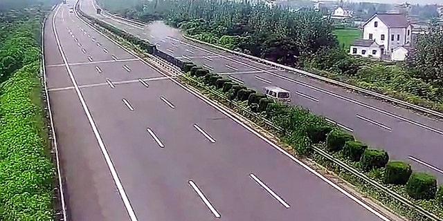 Pic shows: The moment of the accident
This is the moment a man writes off a Maserati on a motorway going over 110mph after he borrowed it from a friend.
Traffic cameras on the Hangzhou-Pudong Expressway show the driver, surnamed Shi, losing control of the pricey sports car before wrecking it outside of the city of Jiaxing in East Chinaâs Zhejiang province.
The vehicle, which appears to be a 2016 Maserati Ghibli, was lent to Shi by his friend, who was not present at the time of the accident.
CCTV footage shows Shi speeding into view on the largely empty motorway but suddenly veering wildly to the right of the expressway before slamming into the crash barriers.
Images show the front and side of the Maserati completely destroyed and the airbags having been deployed.
Jiaxing traffic police said several dozen feet of the crash barrier were also damaged during the accident, which fortunately involved no other cars.
The authorities said they immediately tracked down Shiâs contact information and asked him as well as his two passengers to seek shelter by the roadside in order to avoid a secondary accident.
Shi admitted to investigators that he had been speeding at the time of the crash, going up to 180 kph (111 mph) in a 120-kph (75-mph) zone.
Jiaxing police said they had no reason to doubt Shiâs speeding claims, but they would confirm following an independent investigation.
Shi and his two passengers survived without serious injury thanks to their seat belts, reports said.
It has since been revealed that the owner of the car paid over 1 million RMB (112,651 GBP) for the Maserati after tax.
The carâs insurer is not expected to pay out in full due to the unlawful cause of the accident, the police said.