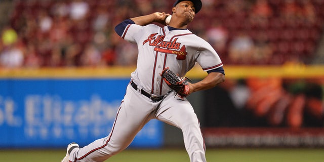 Mauricio Cabrera #62 of the Atlanta Braves on July19, 2016 in Cincinnati, Ohio.