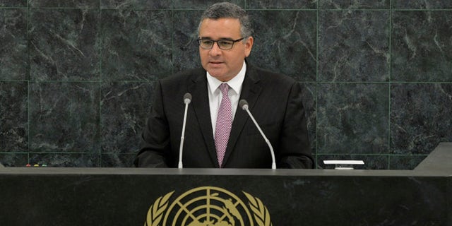 NEW YORK, NY - SEPTEMBER 25: El Salvadorian President Carlos Mauricio Funes Cartagena speaks at the 68th United Nations General Assembly on September 25, 2013 in New York City. Over 120 prime ministers, presidents and monarchs are gathering this week for the annual meeting at the temporary General Assembly Hall at the U.N. headquarters while the General Assembly Building is closed for renovations. (Photo by Andrew Burton/Getty Images)