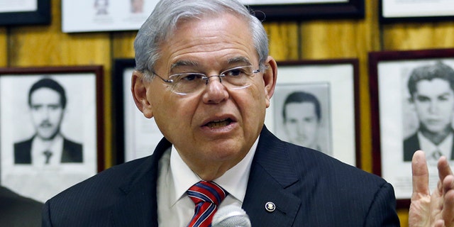 U.S. Sen. Bob Menendez during a news conference, in Union City, N.J. on Feb. 18, 2016.