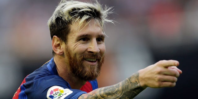 Lionel Messi at the Mestalla stadium in Valencia, Spain, Saturday, Oct. 22, 2016.