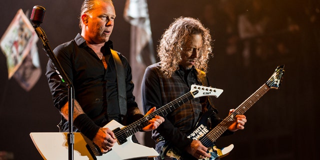 James Hetfield and Kirk Hammettof Metallica performs on the Pyramid stage during Day 2 of the Glastonbury Festival at Worthy Farm on June 28, 2014 in Glastonbury, England. (Photo by Ian Gavan/Getty Images)