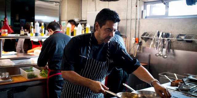 Sept. 27, 2012: Chef Javier Plascencia cooks in the kitchen at Mission 19 restaurant in Tijuana, Mexico. Plascencia is part of a group of chefs working to create a unique cuisine largely based on fresh seafood caught in the seas flanking Baja and the produce from its fertile valley.