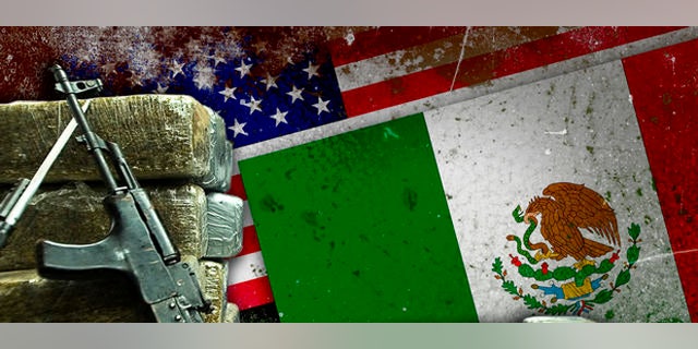 Federal Police agents guard suspects and drugs being displayed to the media in Tijuana, Mexico, Monday, Dec. 29, 2008. Federal Police, Baja California State Police and the Mexican Army seized a half ton of marihuana, weapons, tactical equipment, and arrested two suspects early Monday during an operation in Rosarito, 27 miles south of Tijuana. (AP Photo/Guillermo Arias)