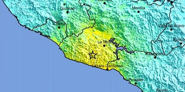 This map shows the location of a magnitude 7.0 earthquake that struck off the coast of Mexico on April 11, 2012.