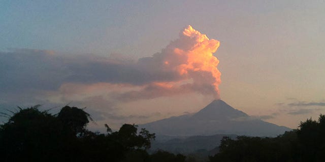 Steam and ash rises from the Colima volcano Friday, Oct. 30, 2016.